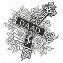 Dad memorial cross tattoo design idea