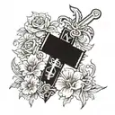 Dad memorial cross tattoo design idea