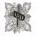 Dad memorial cross tattoo design idea