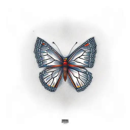 sunset cardinal monarch butterfly  tattoo design idea