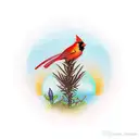 sunset with cardinal with monarch butterfly  tattoo design idea