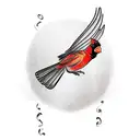 sunset with cardinal with monarch butterfly  tattoo design idea