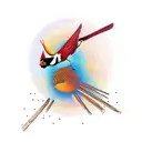 sunset with cardinal with monarch butterfly  tattoo design idea