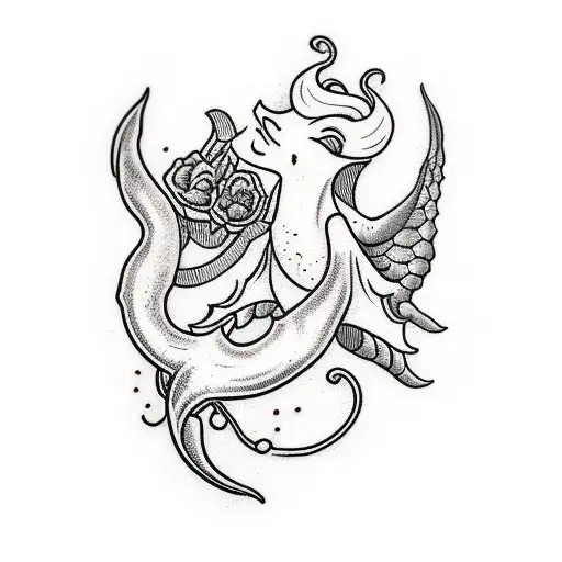 oyster and mermaid  tattoo design idea