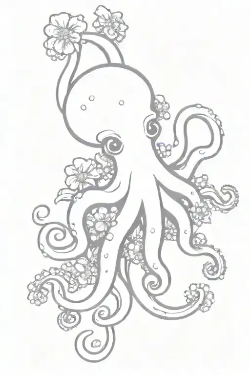 octopus with small mushrooms and fungi growing off of it  tattoo design idea
