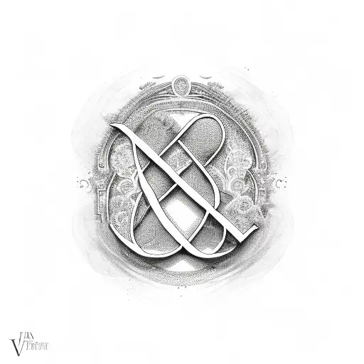 V and R alphabet representing eternal love tattoo design idea