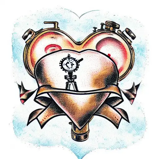 steampunk heart tattoo design idea