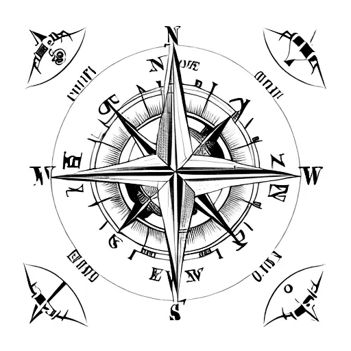 Compass Rose Temporary Tattoo - Etsy Israel