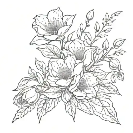 birth flower bouquet December, January, September,flower bud,August  tattoo design idea