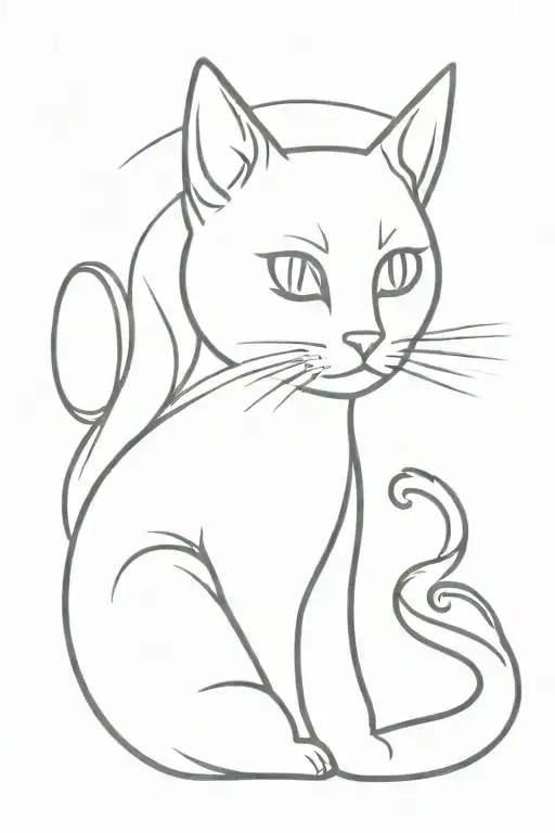 ghost cat tattoo design idea