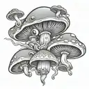 mushroom  eyes trippy  tattoo design idea