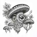 mushroom  eyes trippy  tattoo design idea