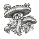 mushroom  eyes trippy  tattoo design idea