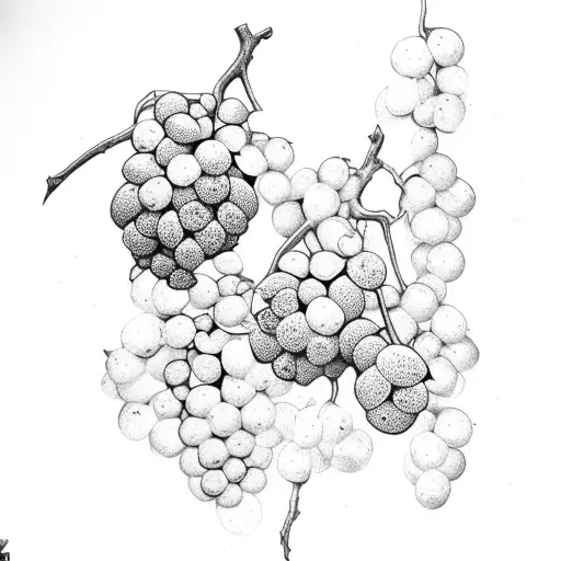 unalome with grapes tattoo design idea