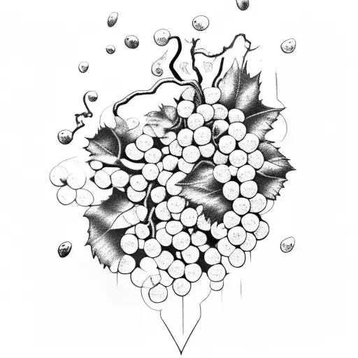 unalome with grapes tattoo design idea