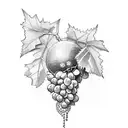 unalome with grapes tattoo design idea