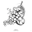 unalome with grapes tattoo design idea