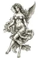full body realistic beautiful Aphrodite facing forward goddess tattoo design idea
