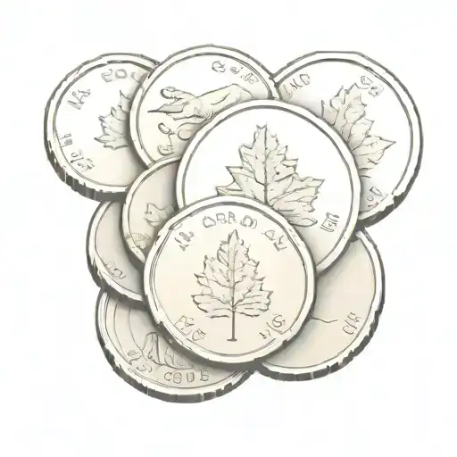 small stack of canadian coins in a coin book tattoo design idea