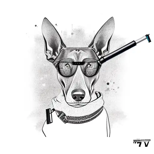 doberman with a gun tattoo design idea