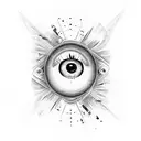 An abstract design incorporating an eye and a bullet, symbolizing overcoming adversity tattoo design idea