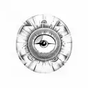 An abstract design incorporating an eye and a bullet, symbolizing overcoming adversity tattoo design idea