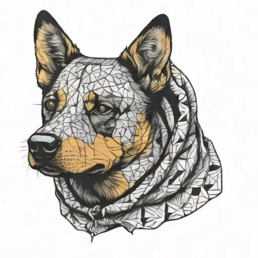 Australian cattle dog wearing a hoodie  tattoo design idea