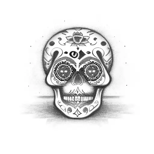 mexican sugar skull with code of matrix movie tattoo design idea
