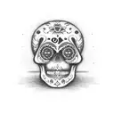 mexican sugar skull with code of matrix movie tattoo design idea