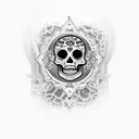mexican sugar skull with code of matrix movie tattoo design idea