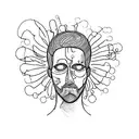 a head outline with messy scribbles inside showing the complexity of depression and anxiety m tattoo design idea