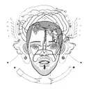 a head outline with messy scribbles inside showing the complexity of depression and anxiety m tattoo design idea