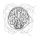 a brain outline with messy scribbles inside showing the complexity of depression and anxiety m tattoo design idea