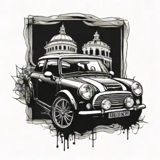 3 old mini coopers tattoo design idea