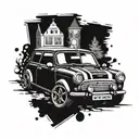 3 old mini coopers tattoo design idea