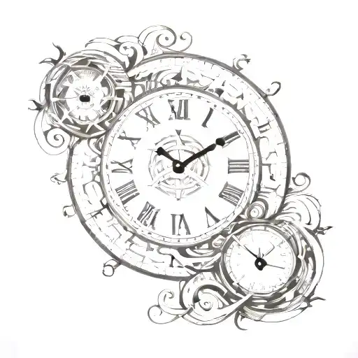 clock with no numbers and instead the phrase : all it takes is all you got. The  Infinite symbol and ying yang. And the  tattoo design idea