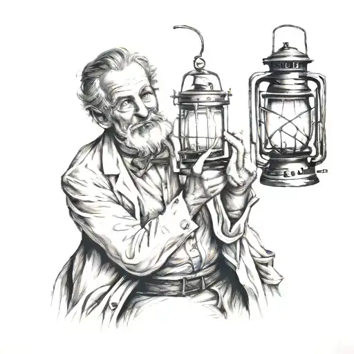 doctor holding a lantern tattoo design idea