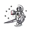 astronaut opening door tattoo design idea