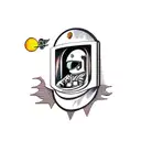 astronaut opening door tattoo design idea