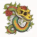 snake with colorful skeleton  tattoo design idea