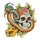 snake with colorful skeleton  tattoo design idea
