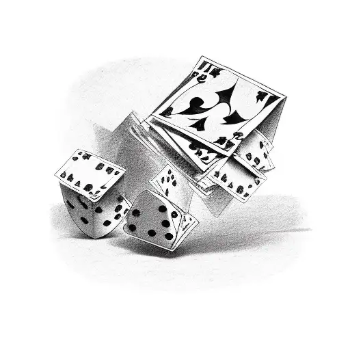 cards dice cash tattoo design idea