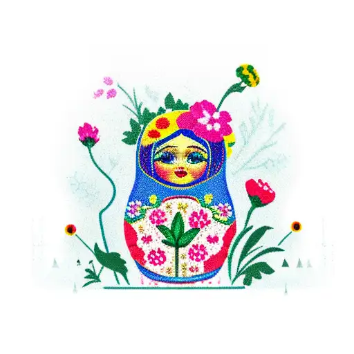 matryoshka russia flowers vegetation tattoo design idea