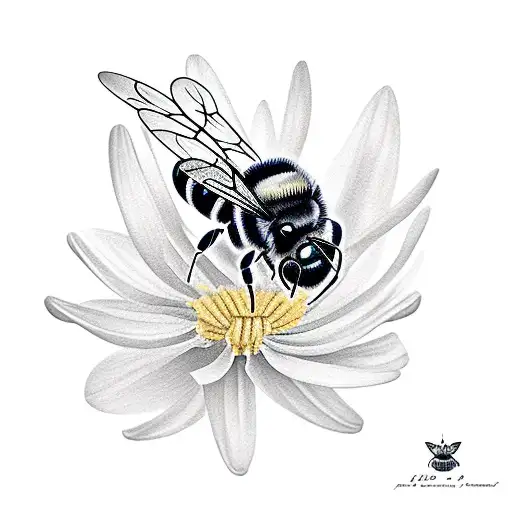 bee and butterfly floating around a Lilly  tattoo design idea