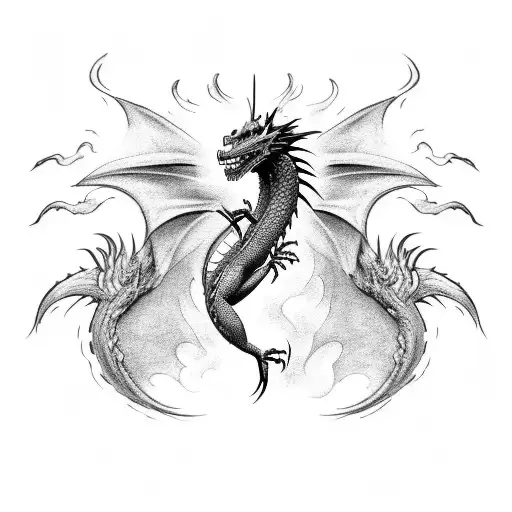 A dragon breathing fire onto a screen projecting magical visuals tattoo design idea