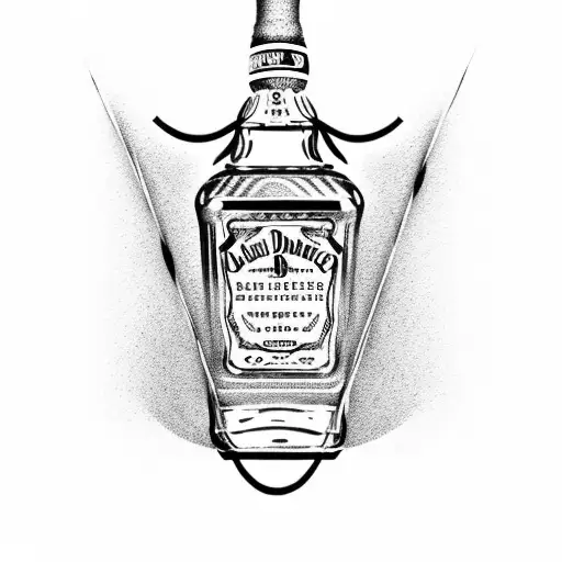 jack daniels bottle as guitar tattoo design idea
