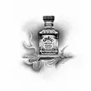 jack daniels bottle as guitar tattoo design idea