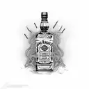 jack daniels bottle as guitar tattoo design idea