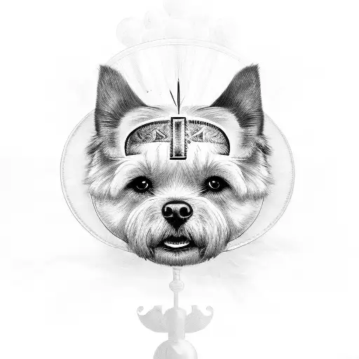 bosten terrier with a halo over his head tattoo design idea