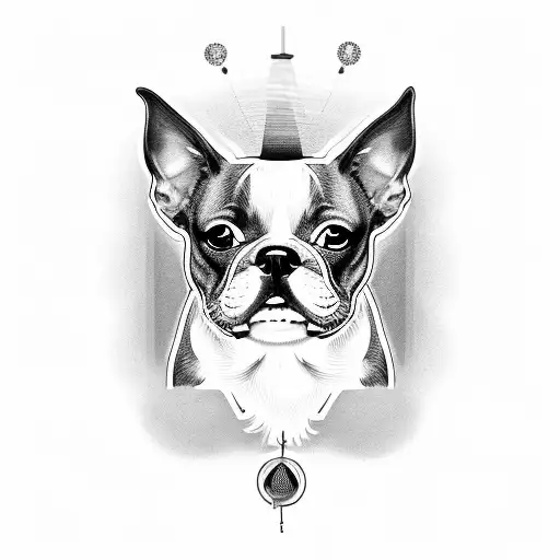 boston terrier with a halo  tattoo design idea